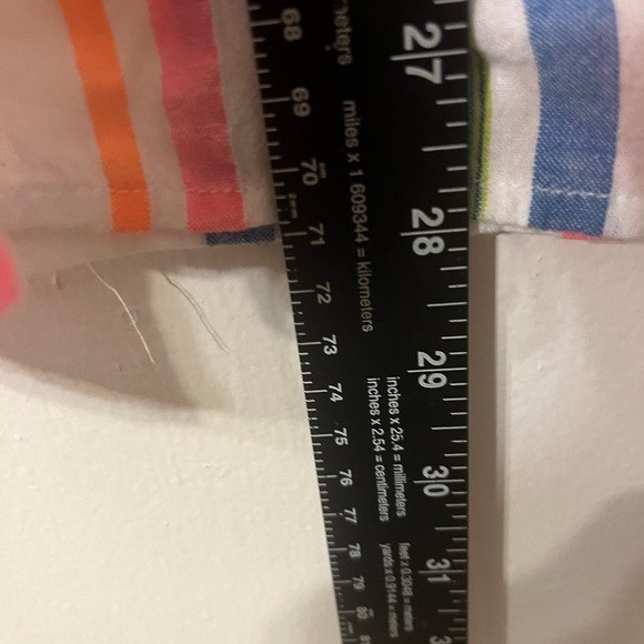 Talbots XL Rainbow Stripe Tunic Top Button Front 3/4 Sleeve Cotton Blend - Picture 6 of 8